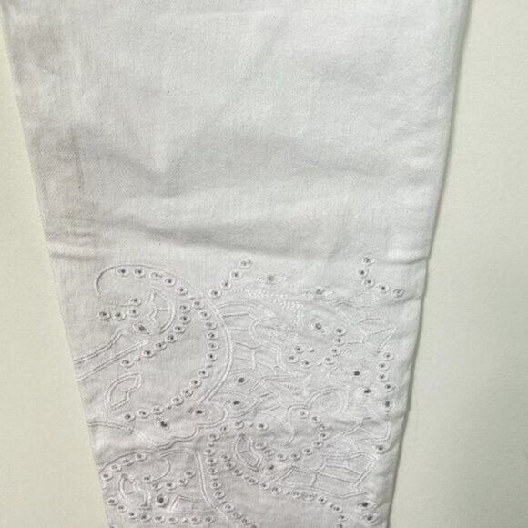 Ted Baker Marriaa Embroidered Hem High Rise Skinny Ankle Jean White Plus Size 34 - Picture 11 of 16